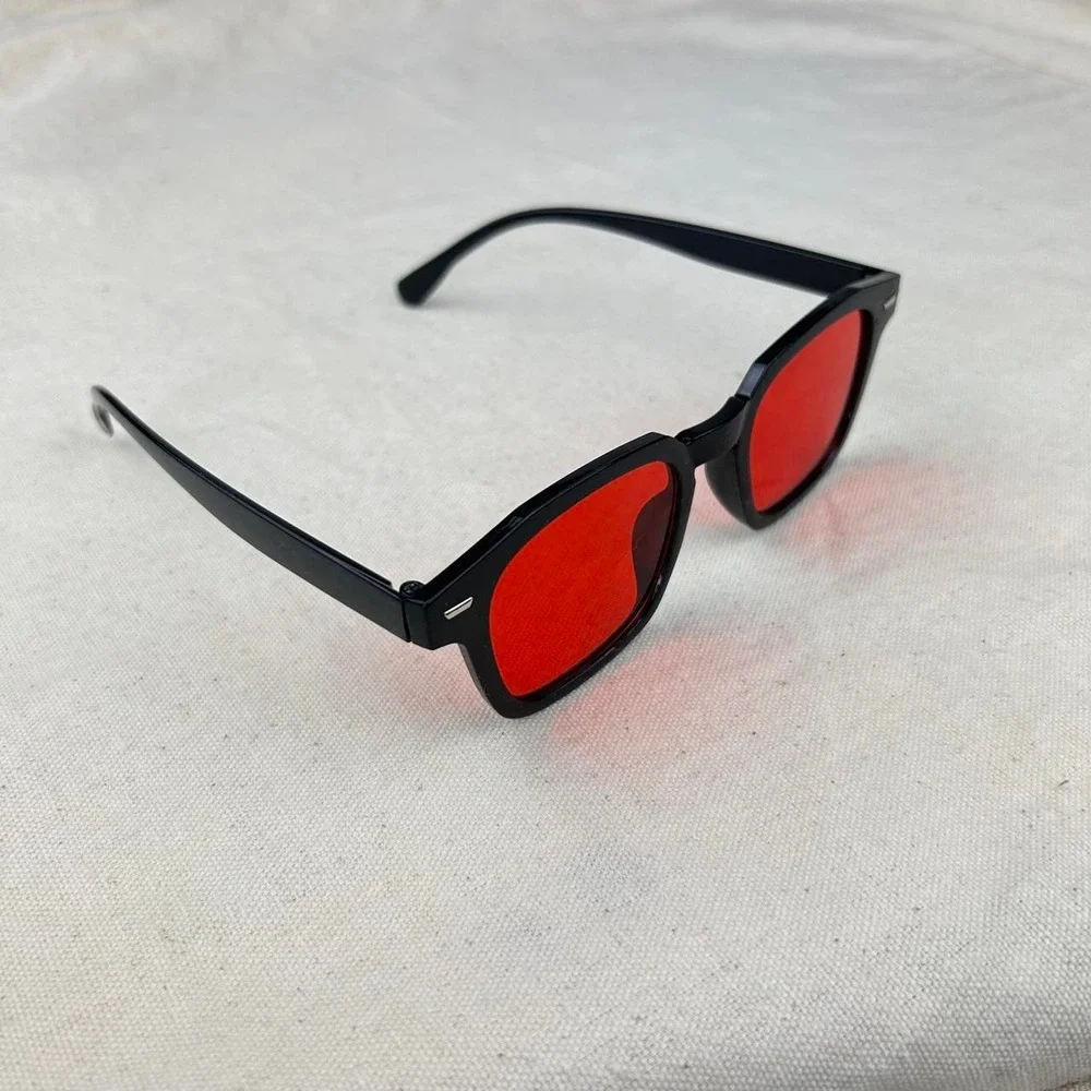 Vintage unique retro style black rounded square sunglasses cyber grunge techno
